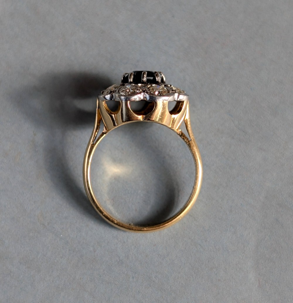 Art Deco 18ct Gold Sapphire and Diamond Ring View IV