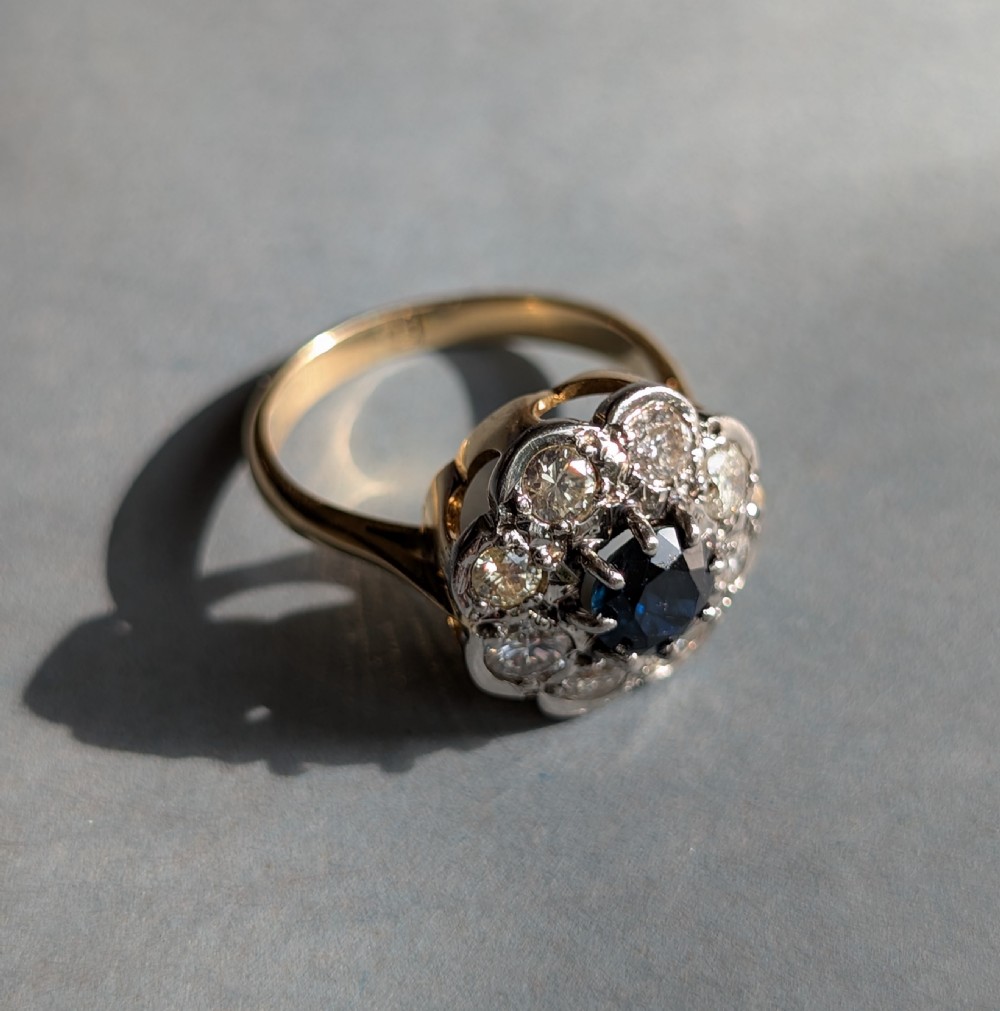 Art Deco 18ct Gold Sapphire and Diamond Ring View V