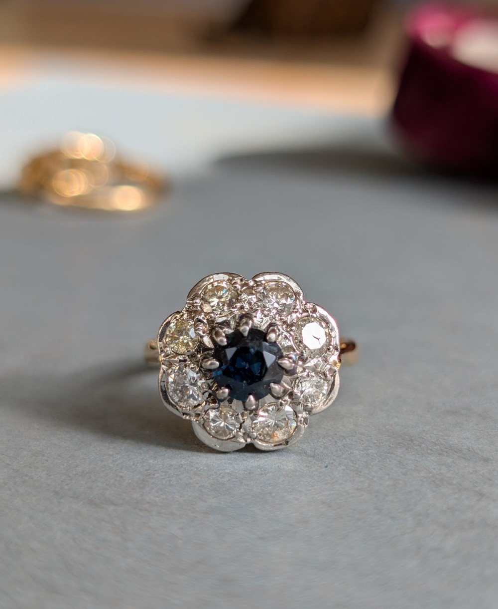 Art Deco 18ct Gold Sapphire and Diamond Ring View VI