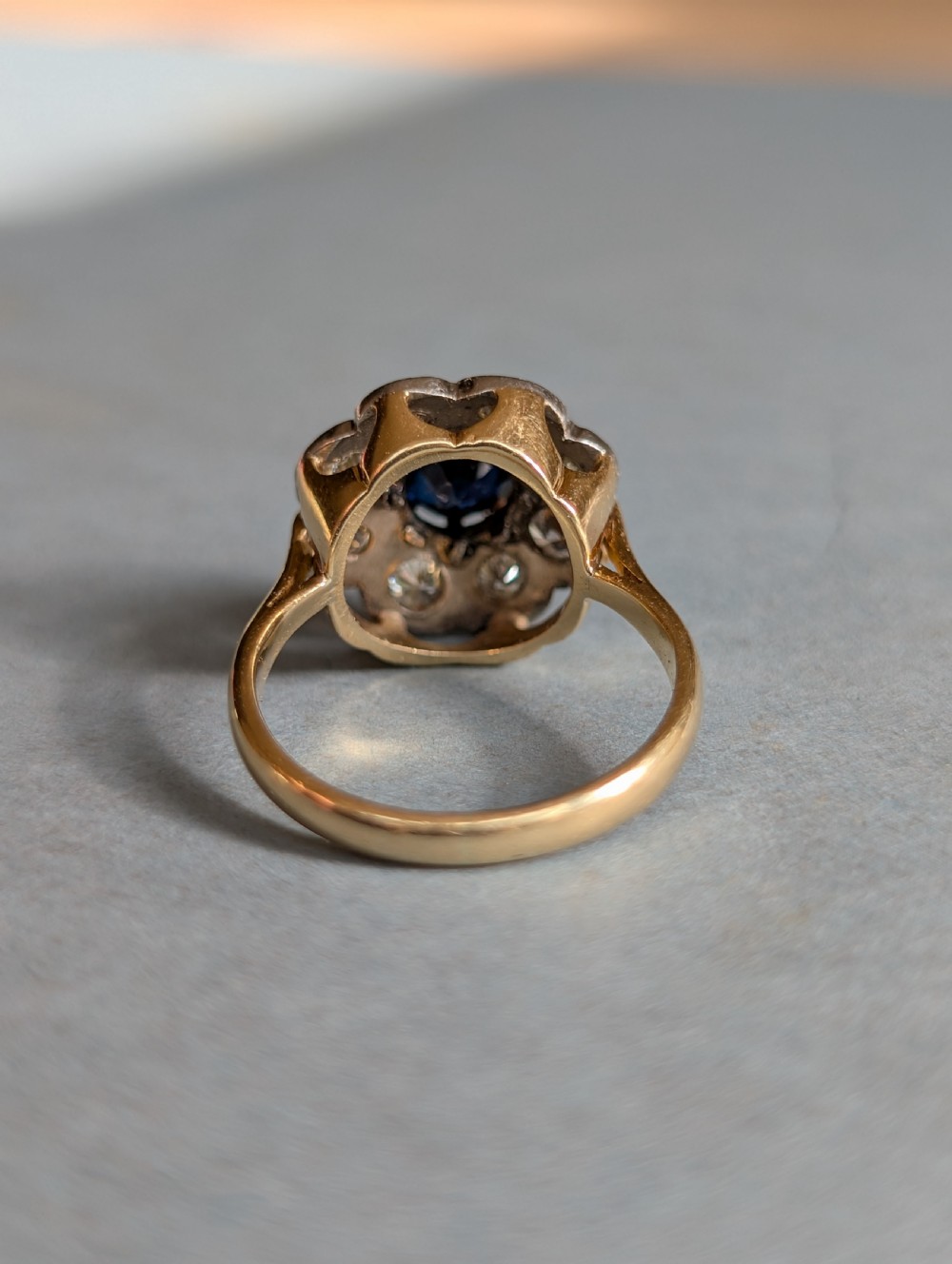 Art Deco 18ct Gold Sapphire and Diamond Ring View VII