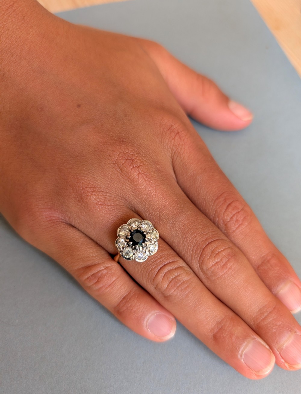 Art Deco 18ct Gold Sapphire and Diamond Ring View X