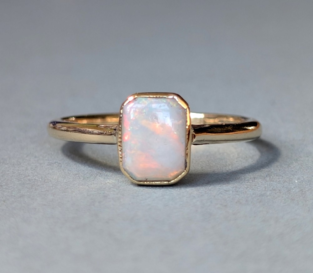 Art Deco 9ct Opal Ring Solitaire Ring c1927