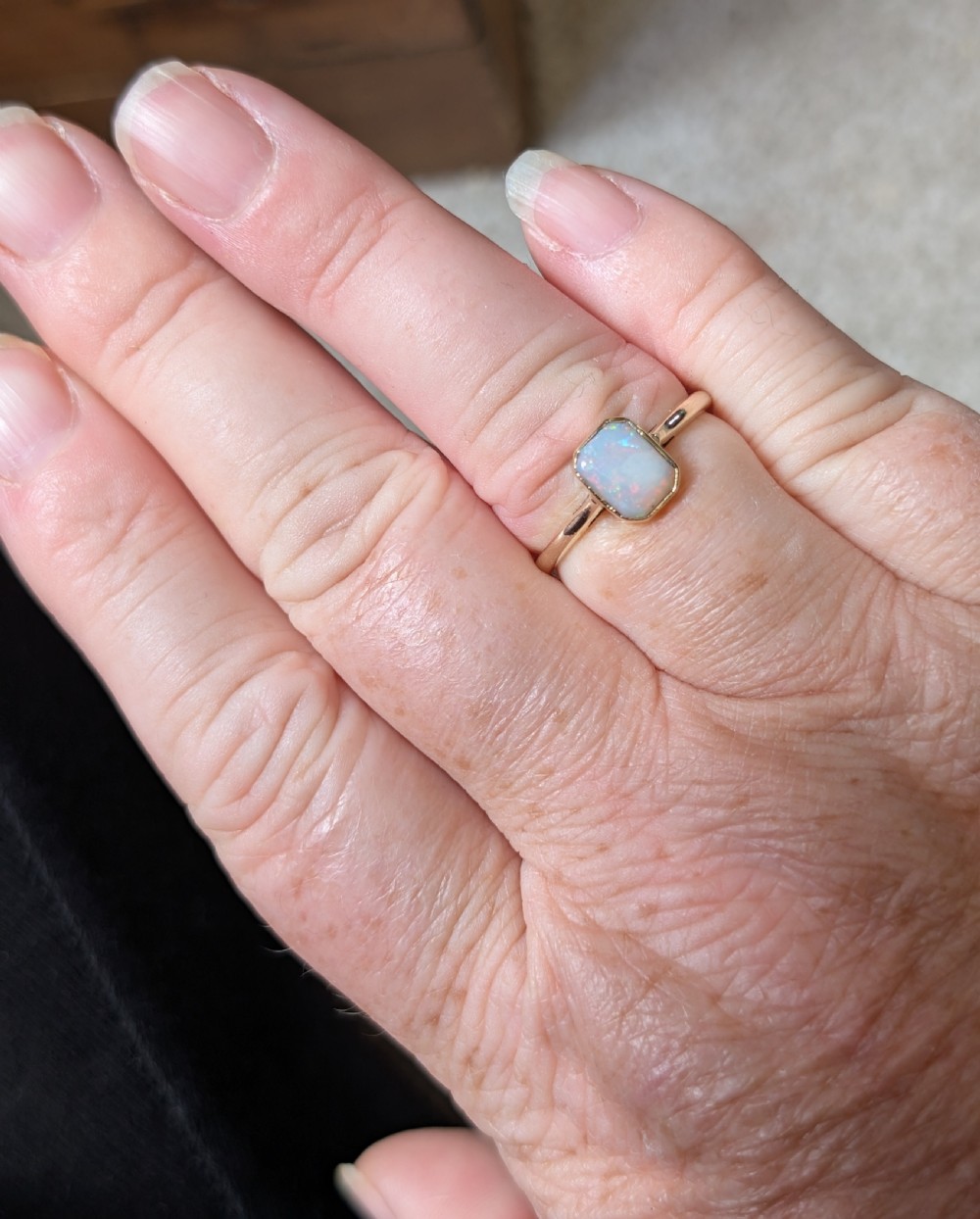 Art Deco 9ct Opal Ring Solitaire Ring c1927 View X