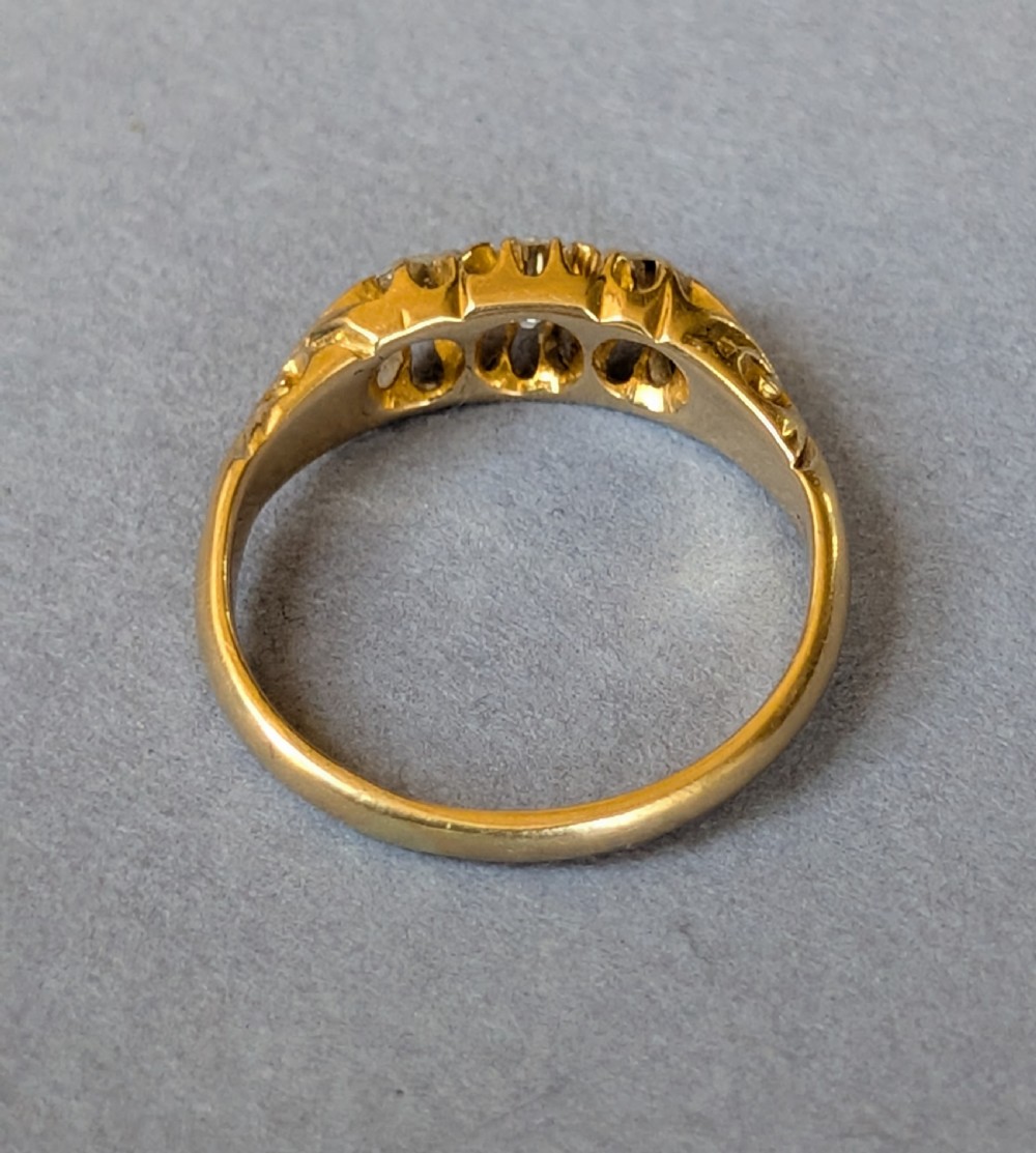 Edwardian 18ct gold old cut diamond gypsy ring View III