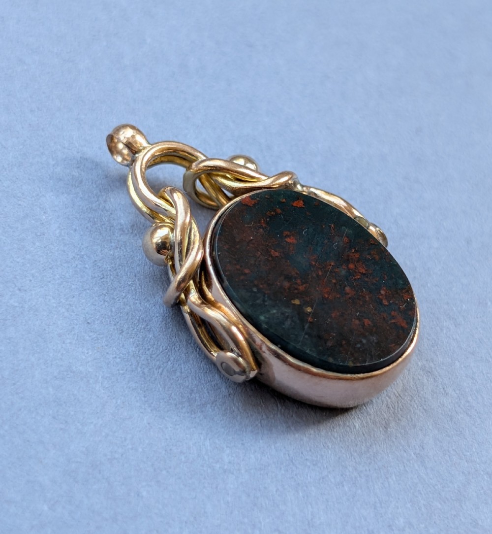 Antique 9ct rose gold spinning fob View III