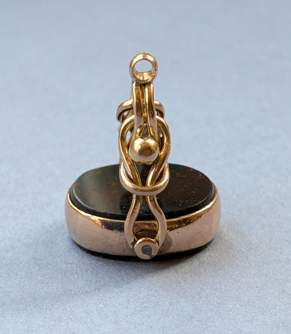 Antique 9ct rose gold spinning fob View V