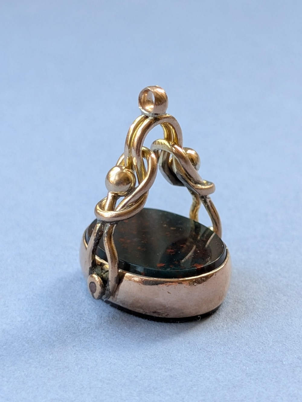 Antique 9ct rose gold spinning fob View VI