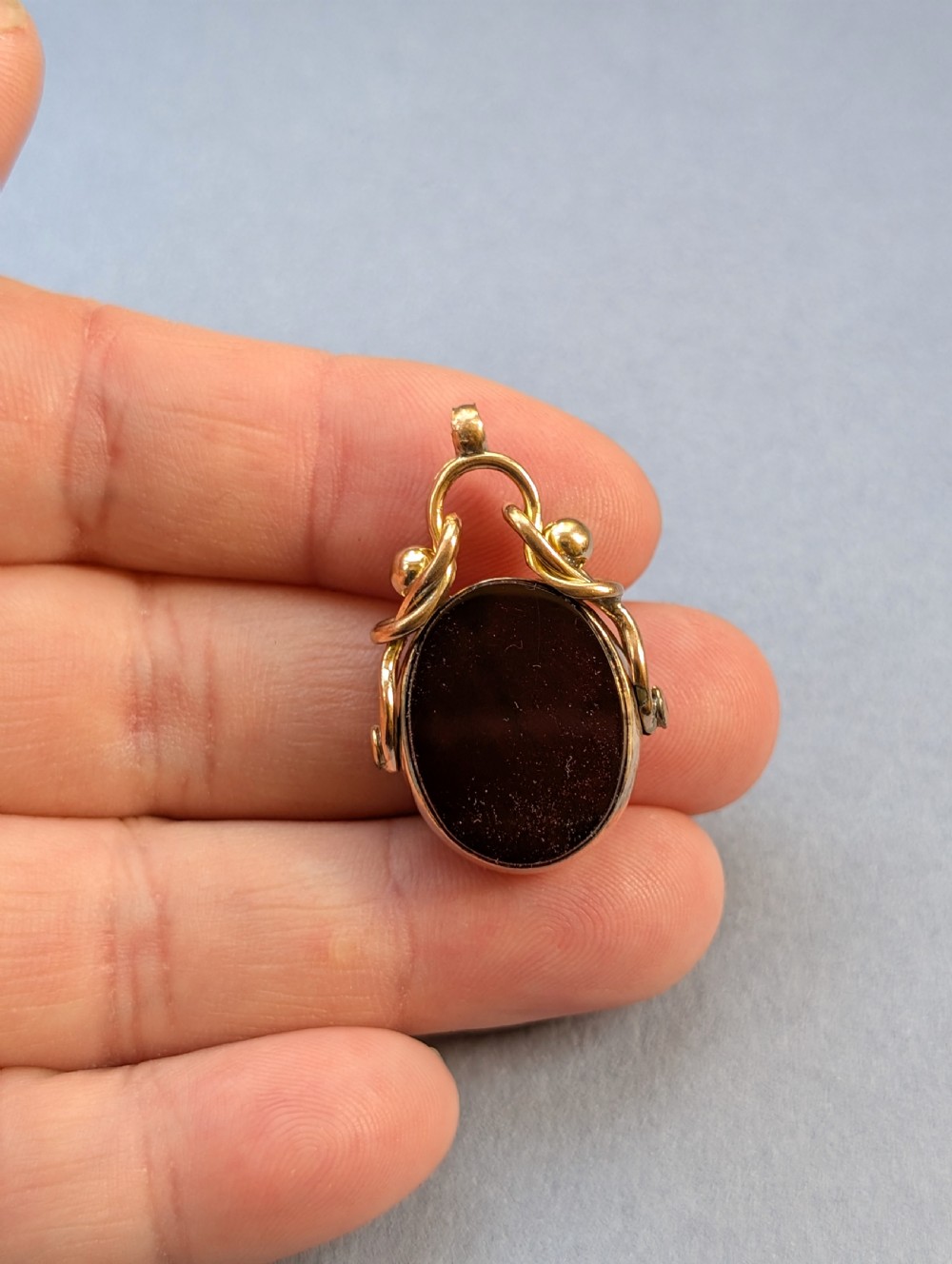 Antique 9ct rose gold spinning fob View VIII