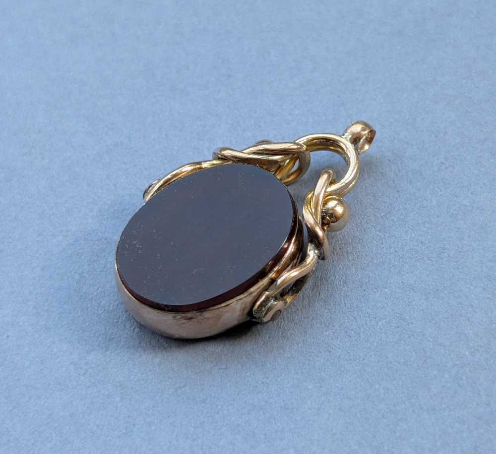Antique 9ct rose gold spinning fob View X