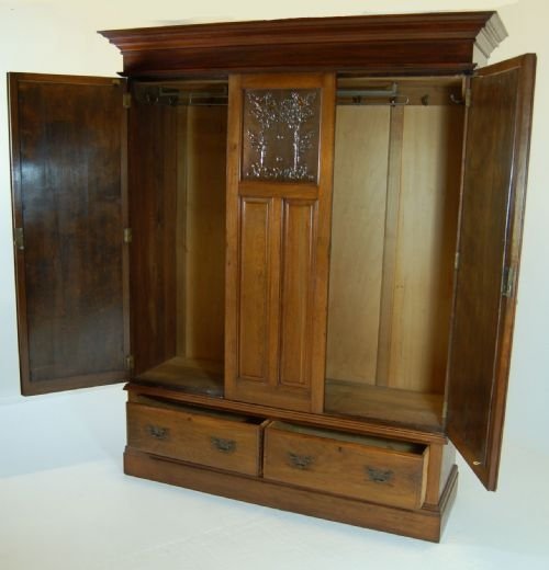 fig 2. Victorian Mirrored Wardrobe Linen Press Armoire Antique