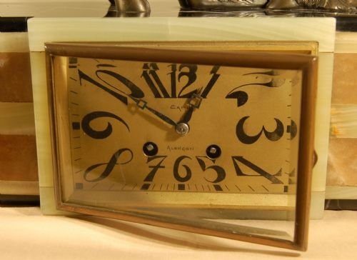 fig 2. Art Deco Mantle Clock French Bronze Sculpture Marble