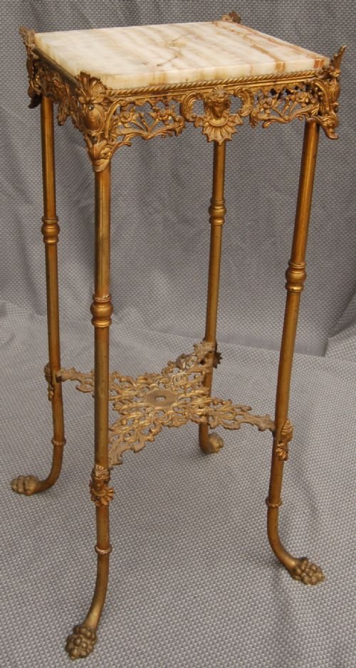 Plant Stand Torchere Jardiniere Marble Gilt Antique
