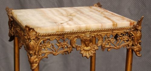 fig 1. Plant Stand Torchere Jardiniere Marble Gilt Antique