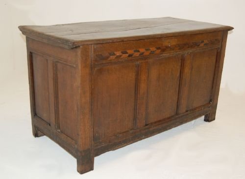 Oak Coffer Inlaid Chest Blanket Box Trunk Antique C1670