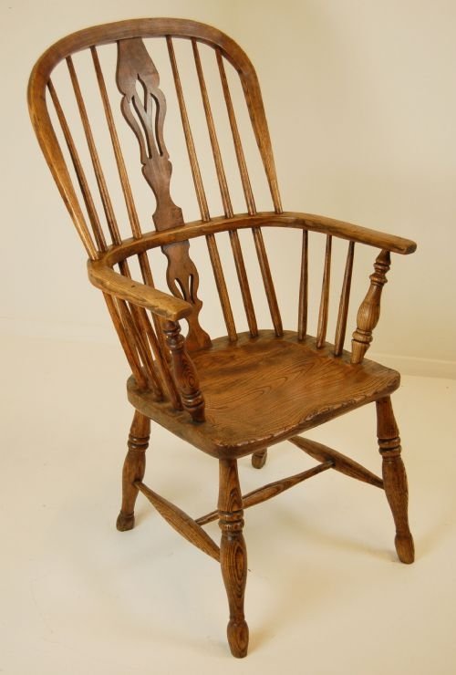 Windsor Country Elm & Oak Stick Chair Armchair C1840