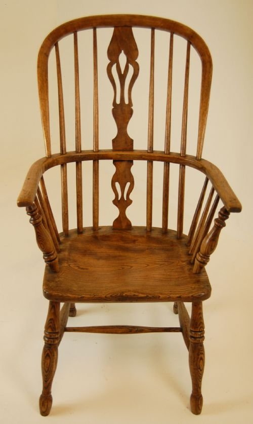 fig 1. Windsor Country Elm & Oak Stick Chair Armchair c1840
