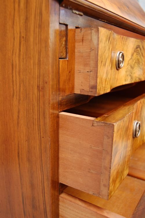 fig 2. Bureau Writing Desk Serpentine Burr Walnut Davenport