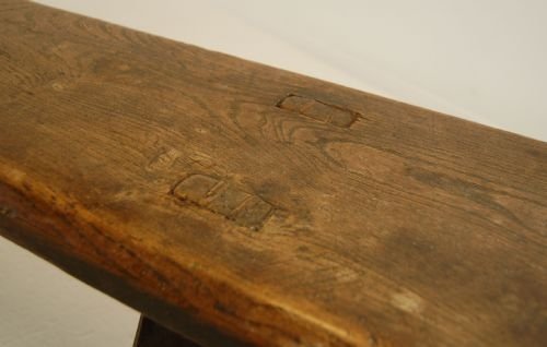 fig 1. Victorian Antique Elm Bench Seat Sofa Kitchen Farmhouse