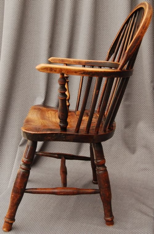 fig 2. Windsor Country Elm Elbow Stick Chair Armchair c1850