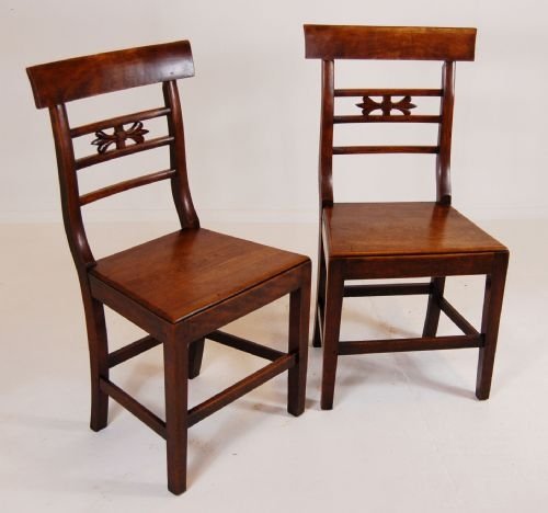 Pair Regency Side Chairs Dining Hall Antique C1820