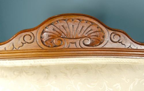 fig 1. Edwardian Antique Armchair Chair Carved Frame & Castors