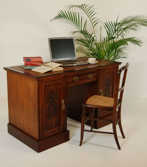 fig 1. Pedestal Desk Writing Library Partners Table Antique