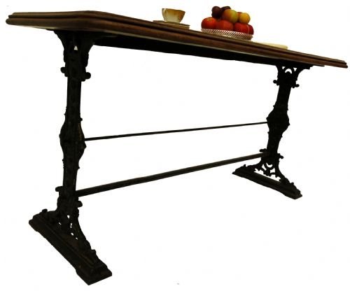 fig 1. Table Cast Iron Frame Antique Mahogany Top Conservatory