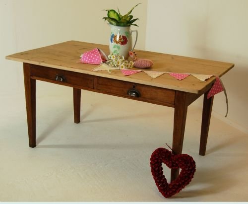 Kitchen Dining Farmhouse Table Antique Scrub Pine Top