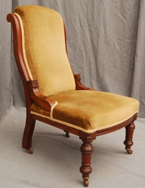 Antique Nursing Chair Salon Armchair Victorian Castors