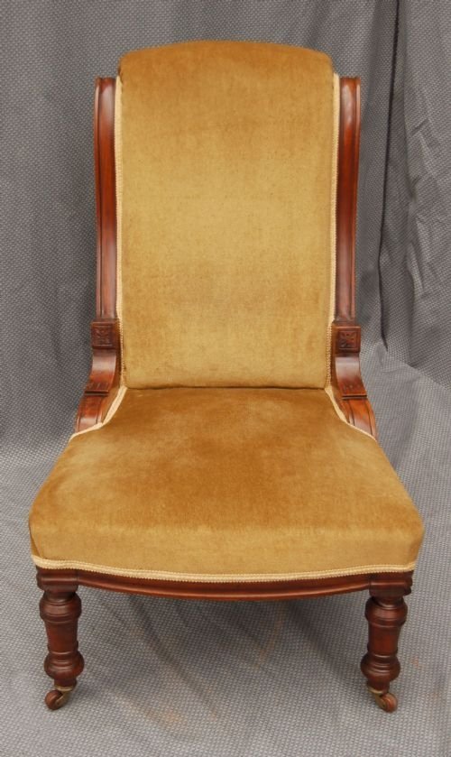 fig 1. Antique Nursing Chair Salon Armchair Victorian Castors