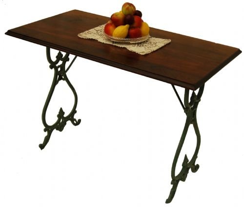Table Cast Iron Frame Antique Mahogany Top Conservatory