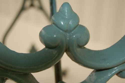 fig 1. Table Cast Iron Frame Antique Mahogany Top Conservatory