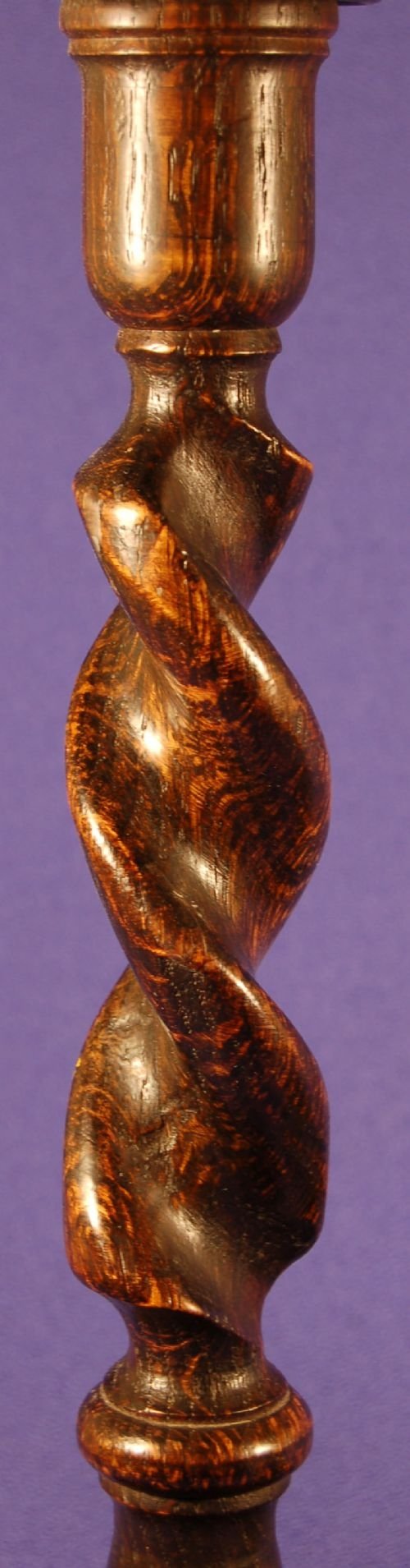 fig 1. Pair of Antique Candlesticks Oak Barley Twist c1880
