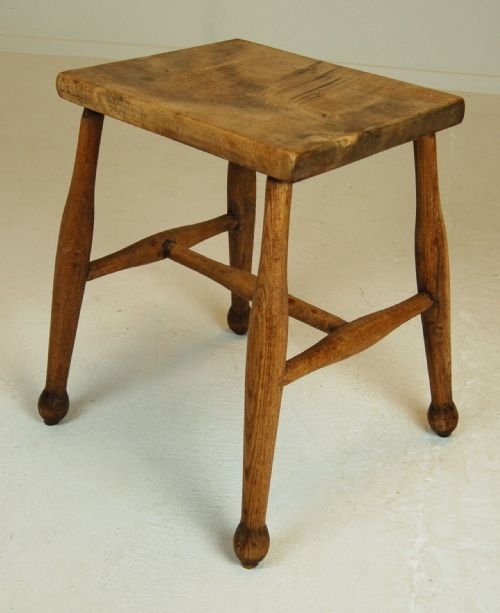 Stool Solid Ash Seat Step Bench Country Antique C1850