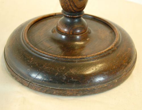 fig 1. Large Candlestick Oak Smokers Stand Antique Twist Stem