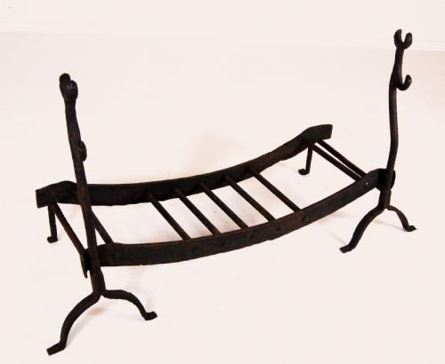 Fire Log Basket Pair Fire Dogs Wrought Iron Antique
