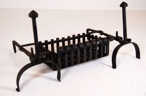 Fire Log Basket Pair Fire Dogs Wrought Iron Antique