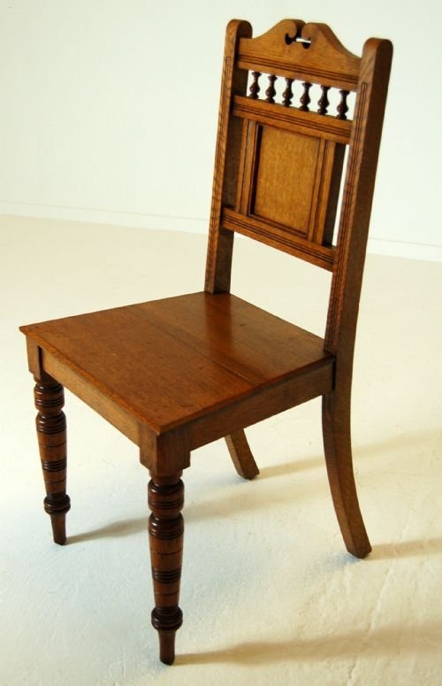 Oak Chair Hall Side Armchair Seat Kitchen Antique C1895