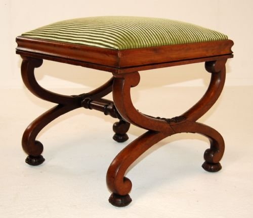 fig 1. Foot Stool Bench Upholstered Seat Pouffe c1820 Regency