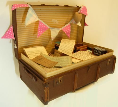 Large Canvas Vintage Suitcase Luggage Travel Trunk Box