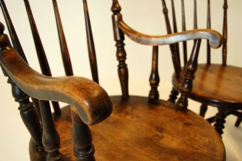 fig 2. Windsor Chairs & Carvers Set of Six 6 Antique Kitchen