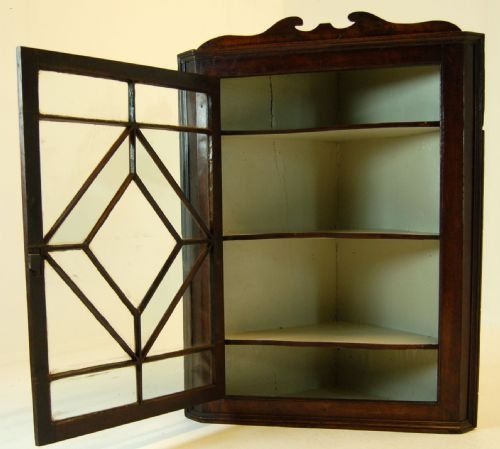 fig 2. Oak Corner Cupboard Cabinet Case Antique Hanging c1780