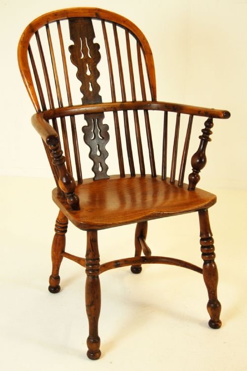 Windsor Country Yew Elm Crinoline Stretcher Stick Chair