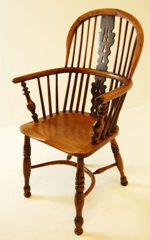 fig 1. Windsor Country Yew Elm Crinoline Stretcher Stick Chair