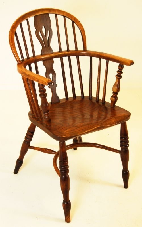 fig 1. Windsor Country Yew Elm Crinoline Stretcher Stick Chair