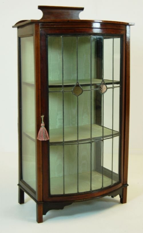 Bow Fronted Glass Pier Cabinet Display Case Antique