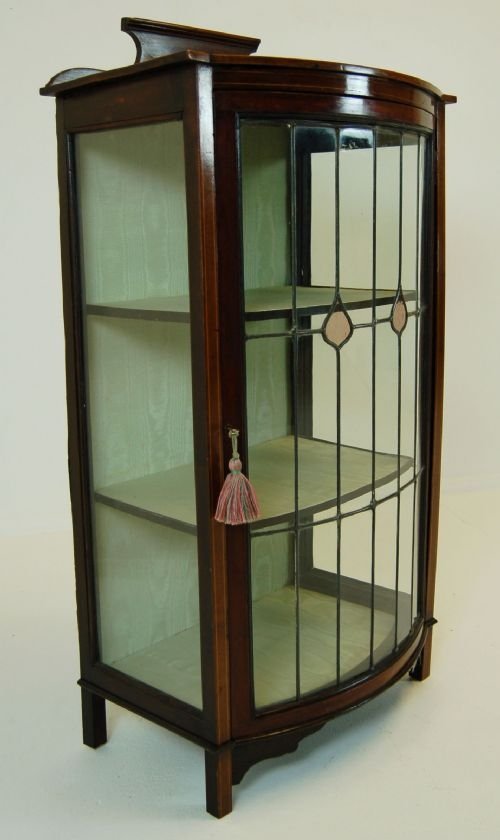 fig 1. Bow Fronted Glass Pier Cabinet Display Case Antique