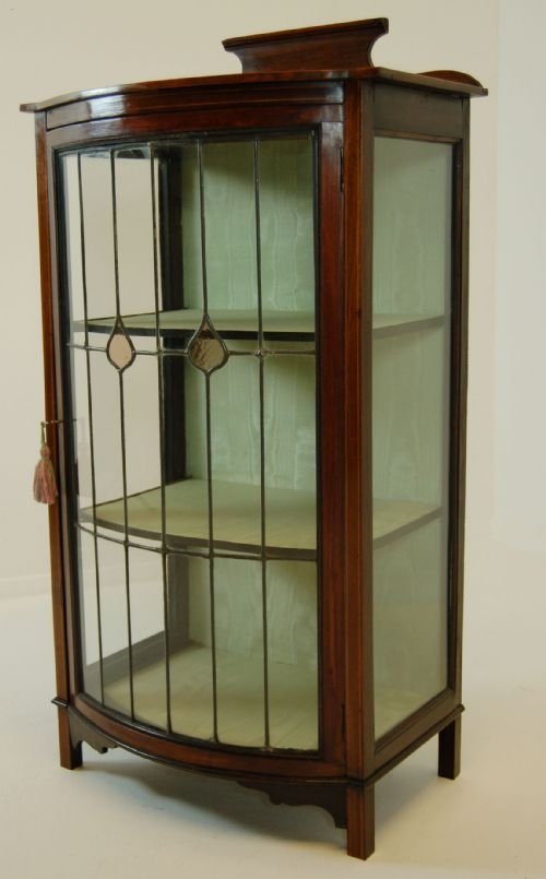 fig 2. Bow Fronted Glass Pier Cabinet Display Case Antique