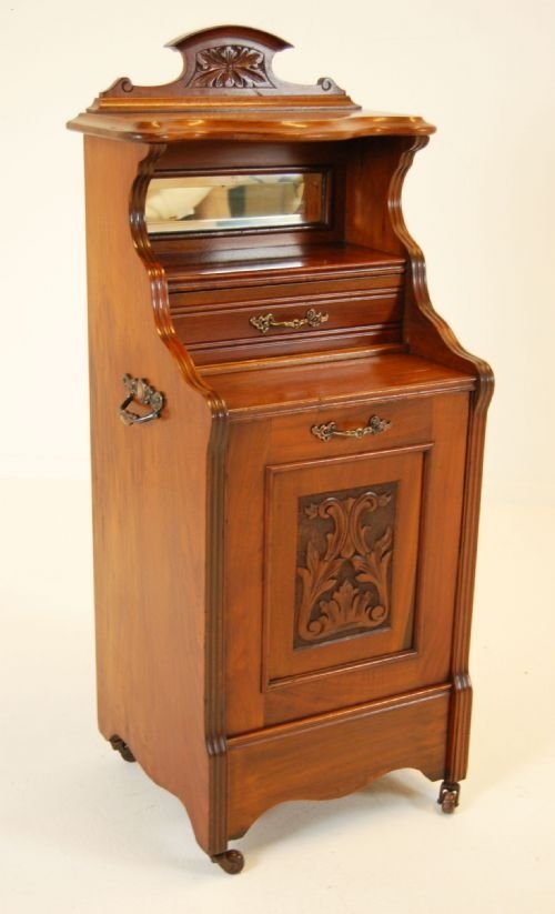 Antique Coal Cabinet Cupboard Basket Log Bin Fireside