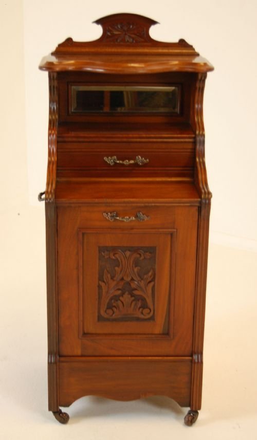fig 1. Antique Coal Cabinet Cupboard Basket Log Bin Fireside